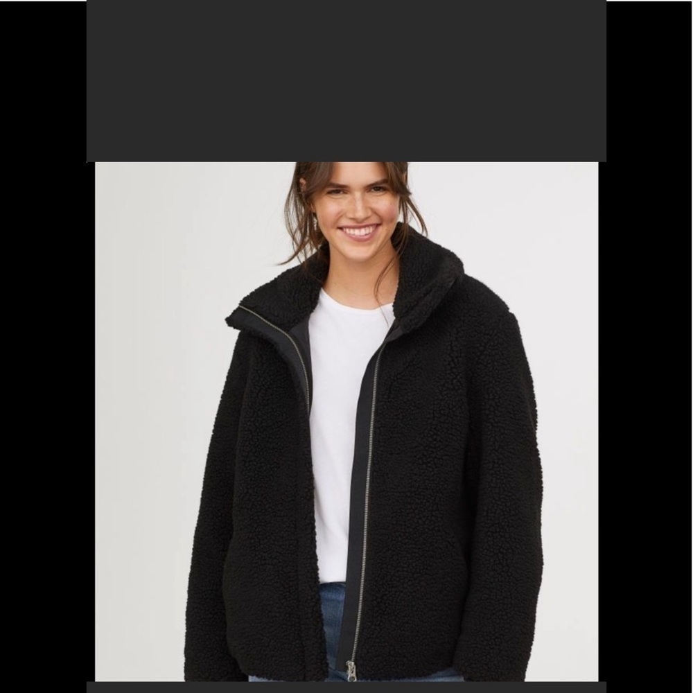 H&M Black Teddy Jacket Size S